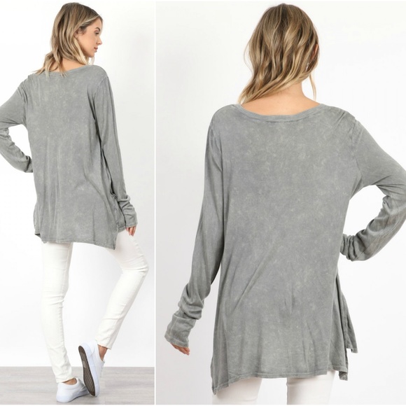 NEW Gray Dyed LS Top - Picture 2 of 4